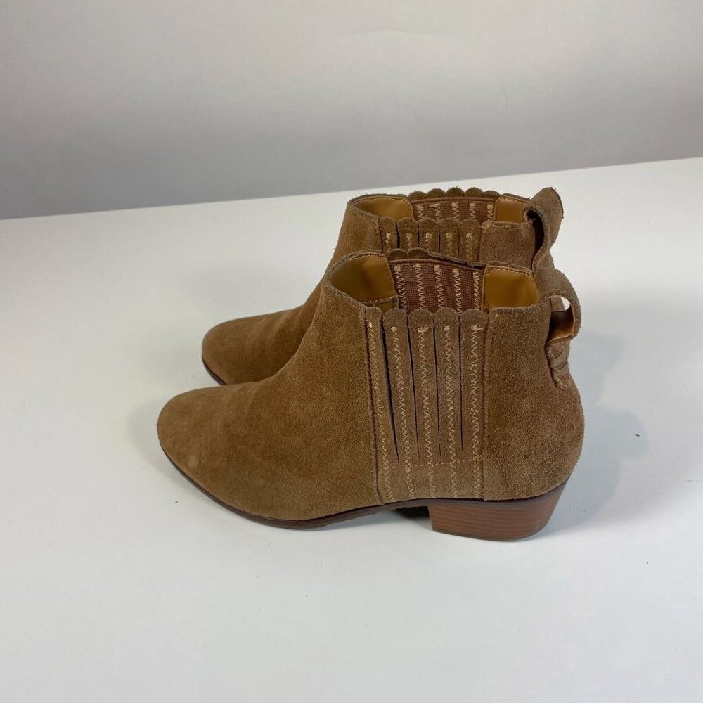 Jack Rogers Womens Liddy Suede Leather Ankle Bootie Brown 6 Scalloped Pull On - Picture 3 of 10